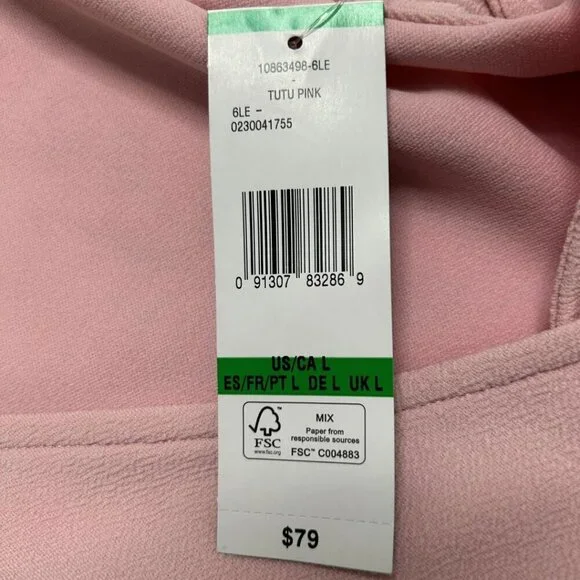 NWT* Black Label by EVAN PICONE Sleeveless Pink Crepe Faux Wrap Dress Large - Picture 6 of 12